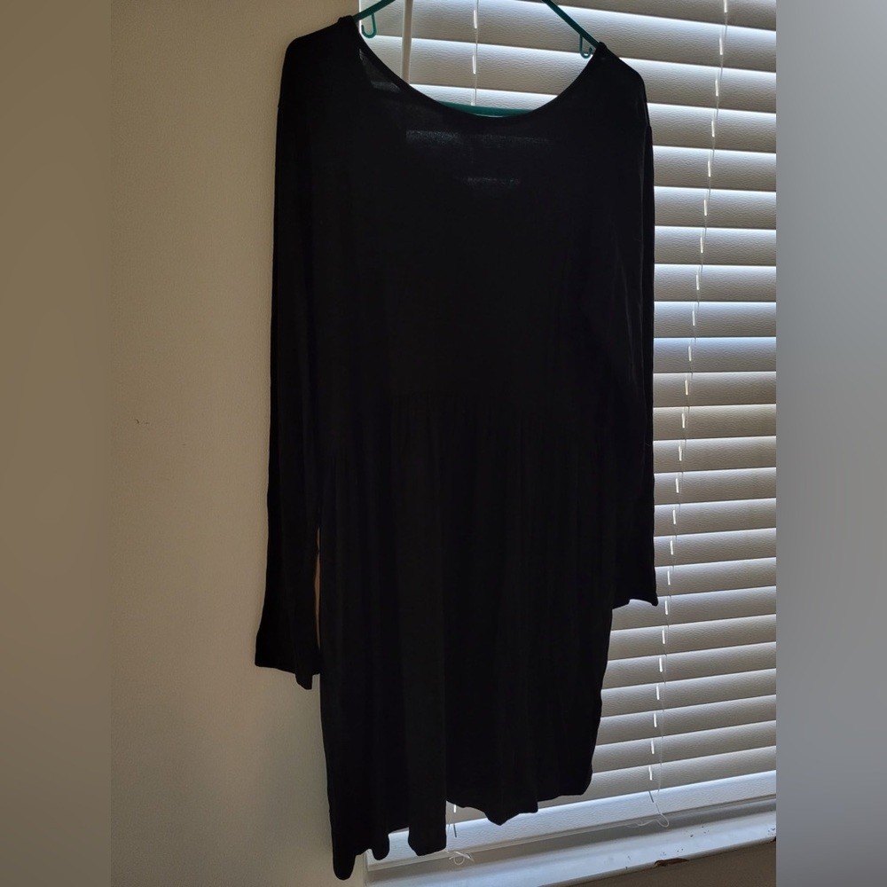 Heimish USA black  solid baby doll dress size large .